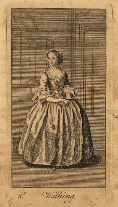 Young lady walking in a panelled room by Unbekannt