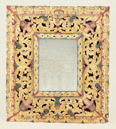 Charles II carved and painted mirror by Unbekannt Unbekannt