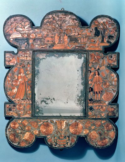 Straw-work mirror frame, 1670-80 by Unbekannt Unbekannt