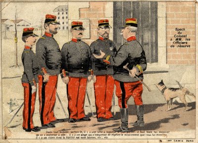 A colonel speaking to the reserve officers. by Unbekannt