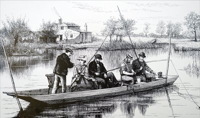 A group of young people fishing by Unbekannt
