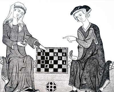 A Man and Woman Playing Chess by Unbekannt