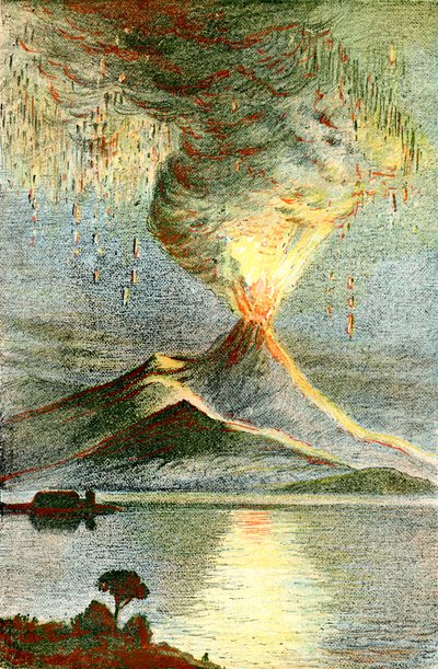 A volcano in eruption by Unbekannter Künstler