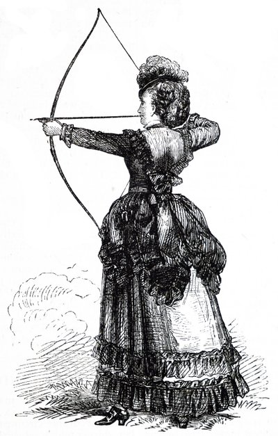 A young lady practicing her archery skills by Unbekannt