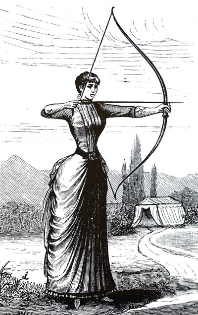 A young lady practising her archery skills by Unbekannt