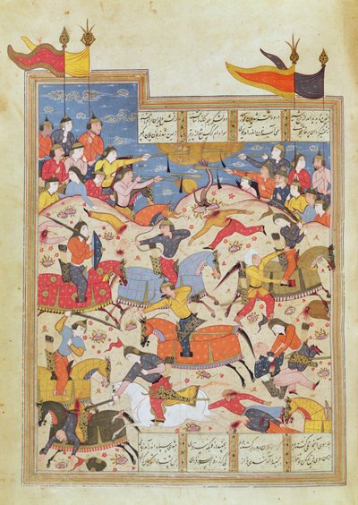 Battle Scene, illustration from the Shahnama by Unbekannt