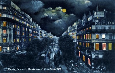 Boulevard Montmartre at night, Paris, c. 1900 by Unbekannter Künstler