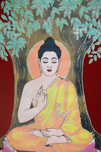 Buddha Giving a Blessing, Thangka, Kathmandu, Nepal by Unbekannt
