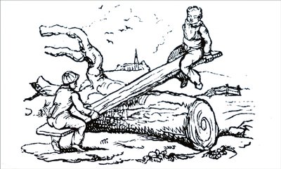Children Playing on an Early See-Saw by Unbekannt