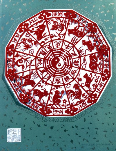 Chinese Zodiac. Paper cutting by Unbekannter Künstler
