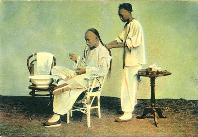 Chinese Barber Plaits Hair by Unbekannter Künstler