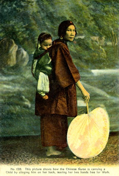 Chinese Nurse Carrying Child by Unbekannter Künstler