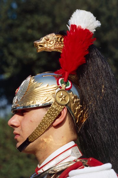 Close up of cuirassier wearing helmet by Benjamin Baud