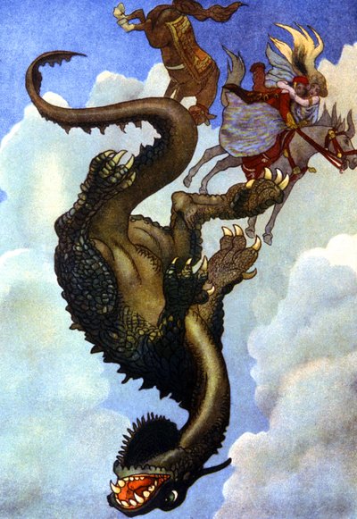 Couple Fighting a Dragon by Unbekannter Künstler