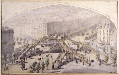 Footbridge in Paris, c.1880 by Unbekannter Künstler