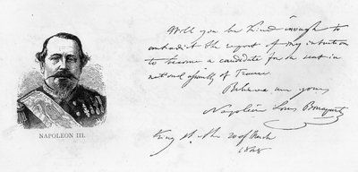 Handwriting and Signature of Napoleon III by Unbekannt