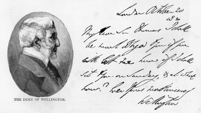 Handwriting and signature of Arthur Wellesley by Unbekannt