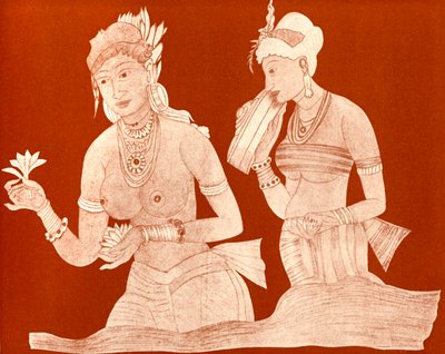Indian princess with a servant girl by Unbekannter Künstler