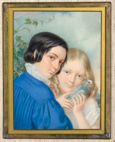 Boy and Girl with Dove by Unbekannter Künstler