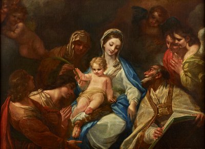 Madonna with Child, Saints, and Angels by Unbekannter Künstler