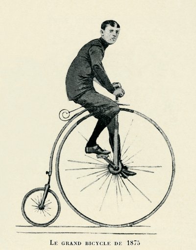 Man riding Penny-farthing by Unbekannter Künstler