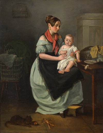 Mother with Her Child on Her Lap by Unbekannter Künstler