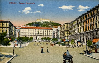 Naples Piazza Municipio (postcard) by Unbekannter Künstler