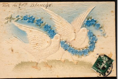 Old fabric postcard / Dove by Unbekannt