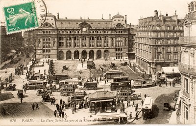 Postcard/Gare Saint Lazare/Paris/Seine/Ile de France/France by William M. Timlin