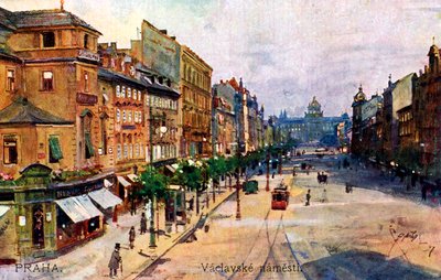 Wenceslas Square, Prague by Unbekannter Künstler