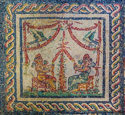 Roman villa with wonderful mosaic floors by Unbekannter Künstler