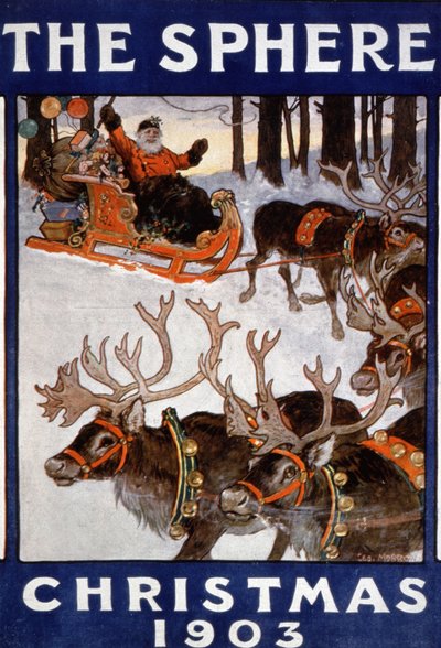 Santa Claus and his reindeer by Unbekannter Künstler