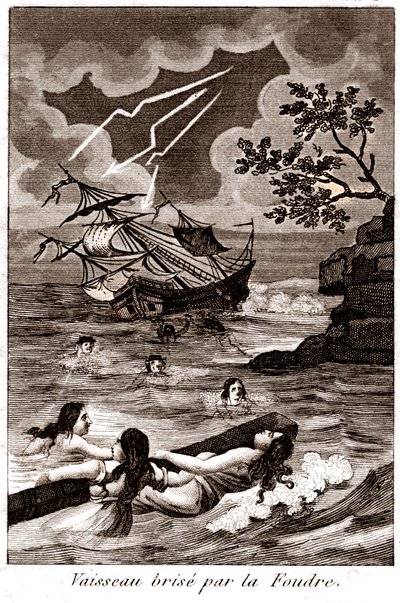 Ship broken by lightning by Unbekannter Künstler