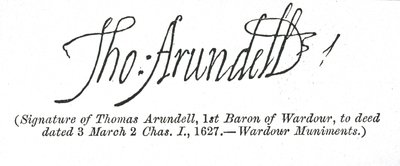 Signature of Thomas Arundell by Unbekannt