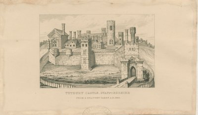 Tutbury Castle: steel engraving by Unbekannt