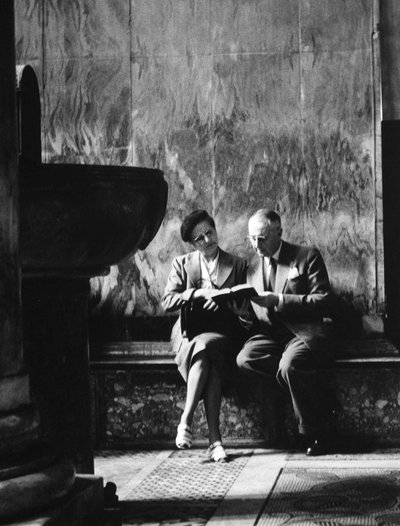 Two People Sitting in a Church by Unbekannt