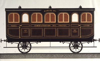Postal Wagon, c.1850 (engraving) by Unbekannter Künstler