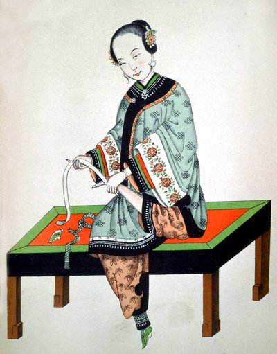 Young Chinese Bandaging Her Feet by Unbekannter Künstler