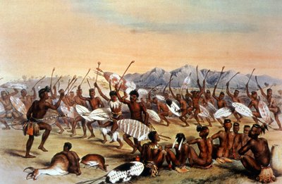 Zulu Hunting Dance, c.1848-1849 (Engraving) by Unbekannter Künstler