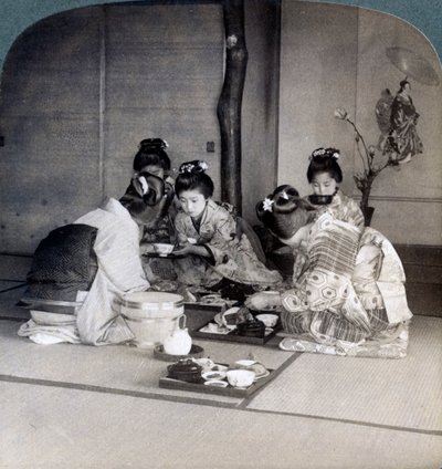 Geishas at Dinner, Tokyo, Japan, 1904 by Underwood and Underwood