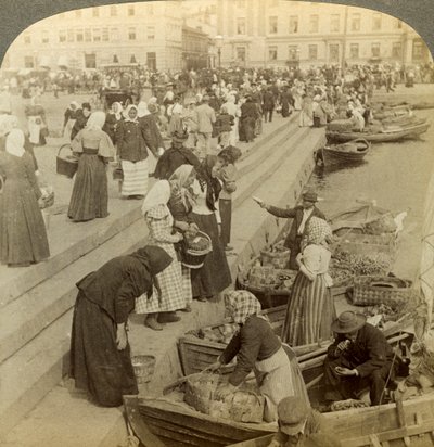 Market Boats, Helsinki, Finland by Underwood and Underwood