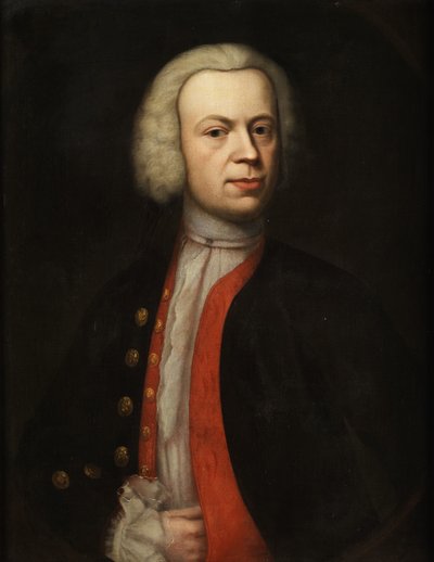 Half-Length Portrait of a Gentleman with a Wig by Unidentified painter label QS