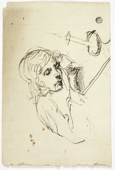 Boy Asleep by Candle by Unknown