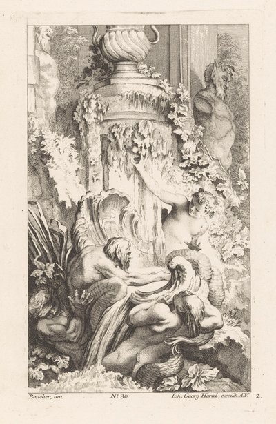 Fountain with Mermen and Satyr Statue (Various Fountains) by Unknown