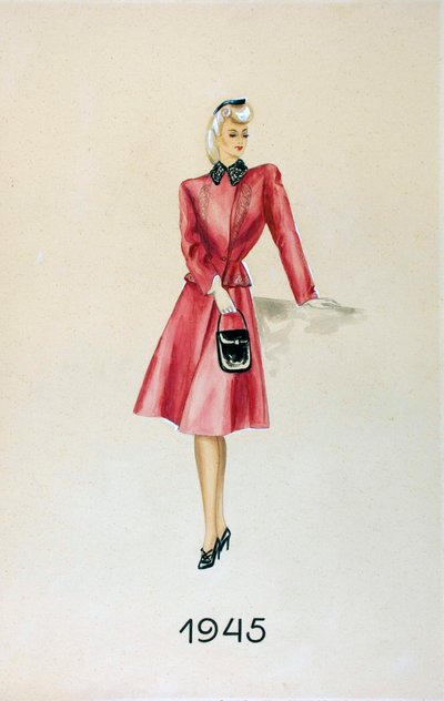 Model in a Suit, Holding a Handbag by Unknown