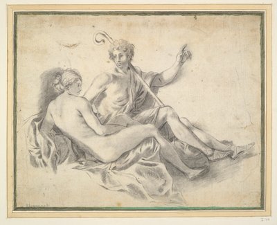 Shepherd and Reclining Female Nude by Unknown