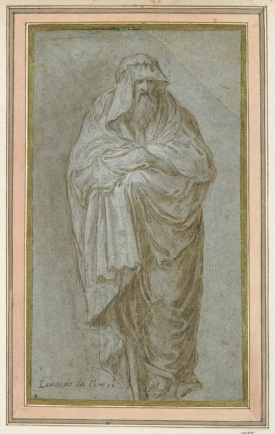 Standing Figure Draped in Cloak by Unknown