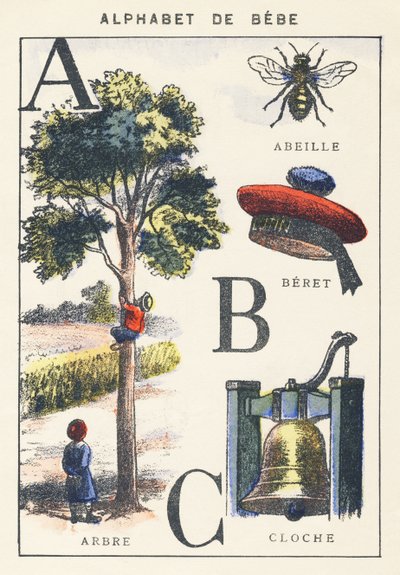 Tree, bee, beret, bell by Unknown artist