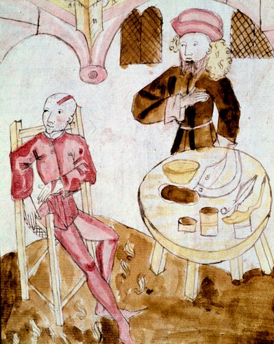 A doctor visiting a patient (miniature) by Unknown artist