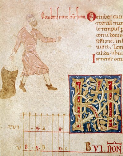 A Peasant Sowing, Month of October by Unknown artist